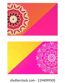 Design Vintage cards with Floral mandala pattern and ornaments. Vector illustatration. The front and rear side.