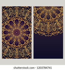 Design Vintage cards with Floral mandala pattern and ornaments. Vector template. Islam, Arabic, Indian, Mexican ottoman motifs. Hand drawn background