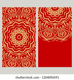 Design Vintage cards with Floral mandala pattern and ornaments. Vector template. Islam, Arabic, Indian, Mexican ottoman motifs. Hand drawn background