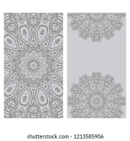 Design Vintage cards with Floral mandala pattern and ornaments. Vector template. Islam, Arabic, Indian, Mexican ottoman motifs. Hand drawn background.