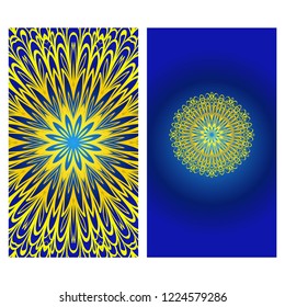 Design Vintage cards with Floral mandala pattern and ornaments. Vector illustatration. The front and rear side.