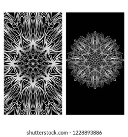 Design Vintage cards with Floral mandala pattern and ornaments. Vector illustatration. The front and rear side.