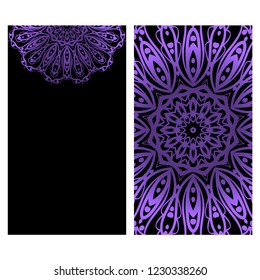 Design Vintage cards with Floral mandala pattern and ornaments. Vector template. Islam, Arabic, Indian, Mexican ottoman motifs. Hand drawn background