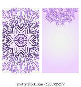 Design Vintage cards with Floral mandala pattern and ornaments. Vector template. Islam, Arabic, Indian, Mexican ottoman motifs. Hand drawn background.