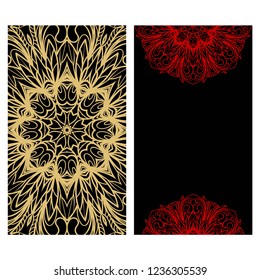 Design Vintage cards with Floral mandala pattern and ornaments. Vector template. Islam, Arabic, Indian, Mexican ottoman motifs. Hand drawn background.