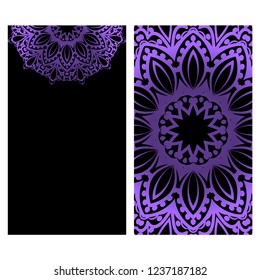 Design Vintage cards with Floral mandala pattern and ornaments. Vector template. Islam, Arabic, Indian, Mexican ottoman motifs. Hand drawn background.