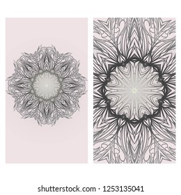 Design Vintage cards with Floral mandala pattern and ornaments. Vector template. Islam, Arabic, Indian, Mexican ottoman motifs. Hand drawn background.