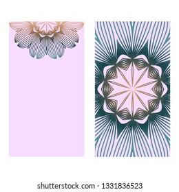 Design Vintage Cards With Floral Mandala Pattern And Ornaments. Vector Template. Islam, Arabic, Indian, Mexican Ottoman Motifs. Hand Drawn Background. Romantic color.