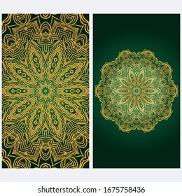 Design Vintage Cards With Floral Mandala Pattern And Ornaments. Template. Islam, Arabic, Indian, Mexican Ottoman Motifs. Hand Drawn Background. Fanstastic color.