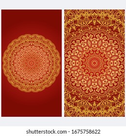 Design Vintage cards with Floral mandala pattern and ornaments. Vector template. Islam, Arabic, Indian, Mexican ottoman motifs. Hand drawn background