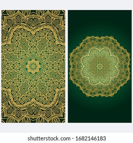 Design Vintage Cards With Floral Mandala Pattern And Ornaments. Template. Islam, Arabic, Indian, Mexican Ottoman Motifs. Hand Drawn Background. Fanstastic color.