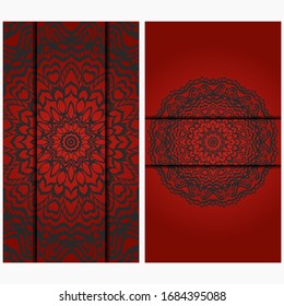 Design Vintage cards with Floral mandala pattern and ornaments. Vector template.