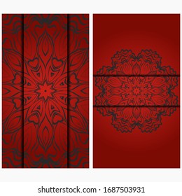 Design Vintage cards with Floral mandala pattern and ornaments. Vector template.