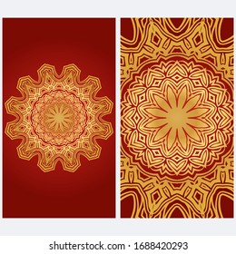 Design Vintage Cards With Floral Mandala Pattern And Ornaments. Vector illustration