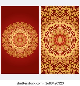 Design Vintage Cards With Floral Mandala Pattern And Ornaments. Vector illustration