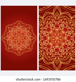 Design Vintage cards with Floral mandala pattern and ornaments. Vector template. Islam, Arabic, Indian, Mexican ottoman motifs. Hand drawn background