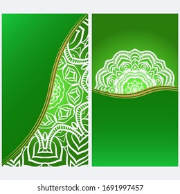 Design Vintage Cards With Floral Mandala Pattern And Ornaments. Vector Illustatration. The Front And Rear Side.