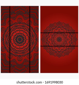 Design Vintage cards with Floral mandala pattern and ornaments. Vector template.