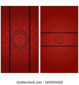 Design Vintage cards with Floral mandala pattern and ornaments. Vector template.