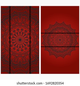 Design Vintage cards with Floral mandala pattern and ornaments. Vector template.