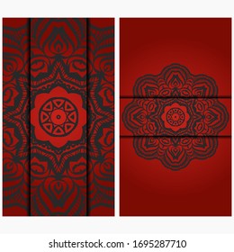 Design Vintage cards with Floral mandala pattern and ornaments. Vector template.