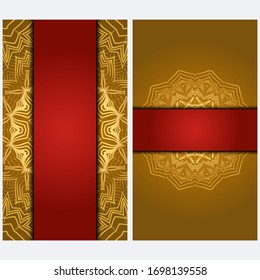 Design Vintage Cards With Floral Mandala Pattern And Ornaments. Template. Islam, Arabic, Indian, Mexican Ottoman Motifs. Vector illustration