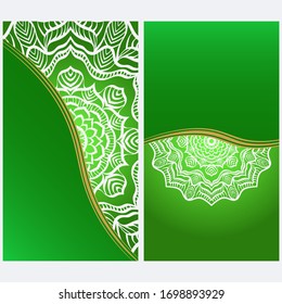 Design Vintage Cards With Floral Mandala Pattern And Ornaments. Vector Illustatration. The Front And Rear Side.