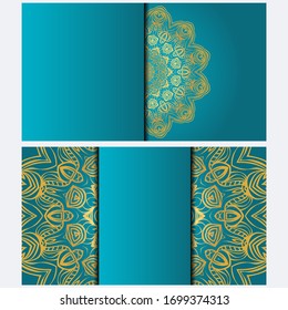 Design Vintage Cards With Floral Mandala Pattern And Ornaments. Vector illustration. For Wedding, Bridal, Valentine's Day, Greeting Card Invitation