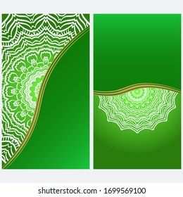 Design Vintage Cards With Floral Mandala Pattern And Ornaments. Vector Illustatration. The Front And Rear Side.