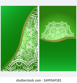 Design Vintage Cards With Floral Mandala Pattern And Ornaments. Vector Illustatration. The Front And Rear Side.