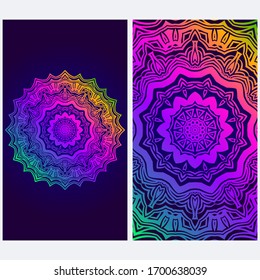 Design Vintage Cards With Floral Mandala Pattern And Ornaments. Vector illustration