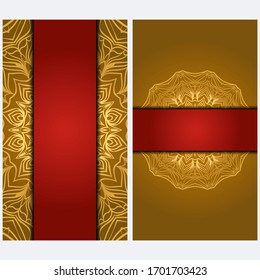 Design Vintage Cards With Floral Mandala Pattern And Ornaments. Template. Islam, Arabic, Indian, Mexican Ottoman Motifs. Vector illustration