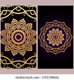 Design Vintage Cards With Floral Mandala Pattern And Ornaments. Template. Islam, Arabic, Indian, Mexican Ottoman Motifs. Hand Drawn Background. Fanstastic color.