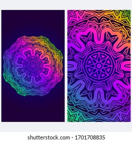 Design Vintage Cards With Floral Mandala Pattern And Ornaments. Vector illustration