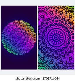 Design Vintage Cards With Floral Mandala Pattern And Ornaments. Vector illustration
