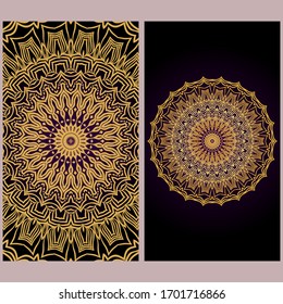 Design Vintage Cards With Floral Mandala Pattern And Ornaments. Template. Islam, Arabic, Indian, Mexican Ottoman Motifs. Hand Drawn Background. Fanstastic color.