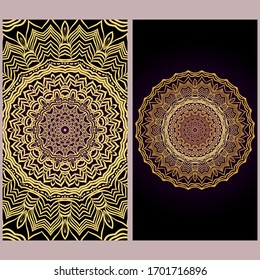 Design Vintage Cards With Floral Mandala Pattern And Ornaments. Template. Islam, Arabic, Indian, Mexican Ottoman Motifs. Hand Drawn Background. Fanstastic color.