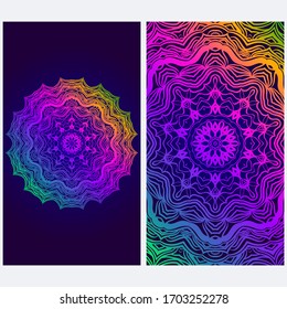 Design Vintage Cards With Floral Mandala Pattern And Ornaments. Vector illustration