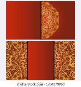 Design Vintage Cards With Floral Mandala Pattern And Ornaments. Vector illustration. For Wedding, Bridal, Valentine's Day, Greeting Card Invitation
