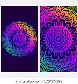 Design Vintage Cards With Floral Mandala Pattern And Ornaments. Vector illustration