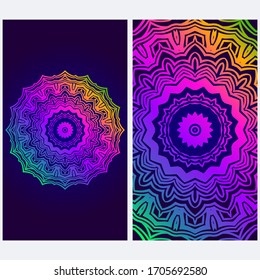 Design Vintage Cards With Floral Mandala Pattern And Ornaments. Vector illustration