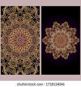 Diseñar Tarjetas Vintage Con Patrón De Mandala Floral Y Ornamentos. Plantilla. Islam, Motivos Árabes, Indios, Otomanos Mexicanos. Fondo dibujado a mano. Color fanstástico.