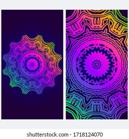 Design Vintage Cards With Floral Mandala Pattern And Ornaments. Vector illustration