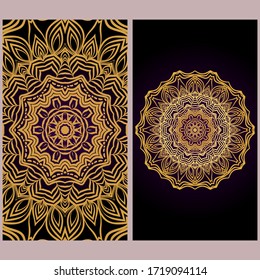 Design Vintage Cards With Floral Mandala Pattern And Ornaments. Template. Islam, Arabic, Indian, Mexican Ottoman Motifs. Hand Drawn Background. Fanstastic color.