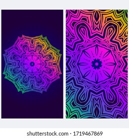 Design Vintage Cards With Floral Mandala Pattern And Ornaments. Vector illustration