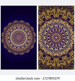 Design Vintage cards with Floral mandala pattern and ornaments. Vector template. Islam, Arabic, Indian, Mexican ottoman motifs. Hand drawn background