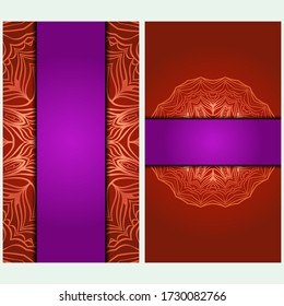 Design Vintage Cards With Floral Mandala Pattern And Ornaments. Template. Islam, Arabic, Indian, Mexican Ottoman Motifs. Vector illustration