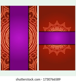 Design Vintage Cards With Floral Mandala Pattern And Ornaments. Template. Islam, Arabic, Indian, Mexican Ottoman Motifs. Vector illustration