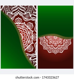 Design Vintage Cards With Floral Mandala Pattern And Ornaments. Vector Illustatration. The Front And Rear Side.