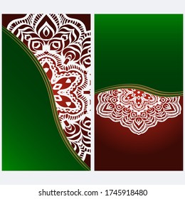 Design Vintage Cards With Floral Mandala Pattern And Ornaments. Vector Illustatration. The Front And Rear Side.